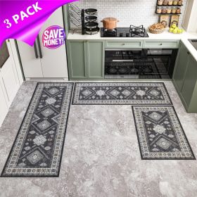 Kitchen Rug Sets 3 Piece with Runner Non Slip Kitchen Rugs and Mats Washable Kitchen Mats for Floor Thick Kitchen Floor Mat Carpet Runner Rugs for Hal (Color: Gray) Kitchen Rug Sets 3 Piece with Runner Non Slip Kitchen Rugs and Mats Washable Kitchen Mats for Floor Thick Kitchen Floor Mat Carpet Runner Rugs for Hal (Color: Gray)